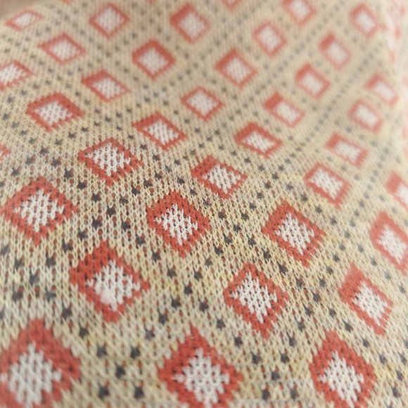 Vintage Womens Light Beige Geometric Flat Front Side Zip Handmade A Line Skirt - Picture 3 of 12